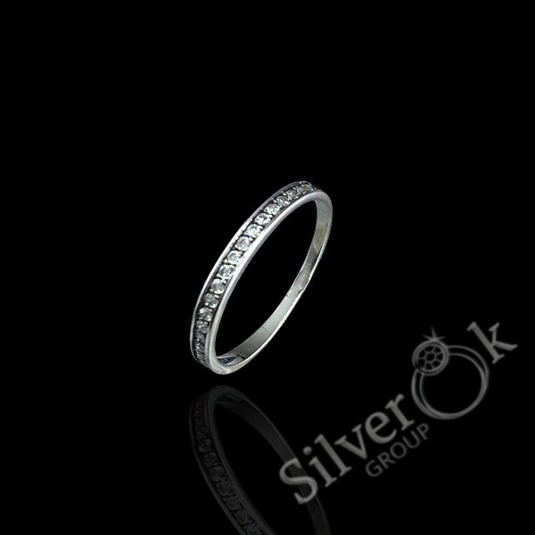Вузька каблучка з доріжкою фіанітів 10395/2 - Зображення 1