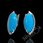 Великі сережки з імітацією бірюзи 20289