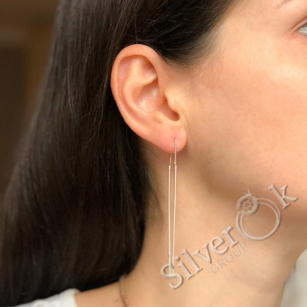 Сережки протяжки Палички 21023 - Зображення 2