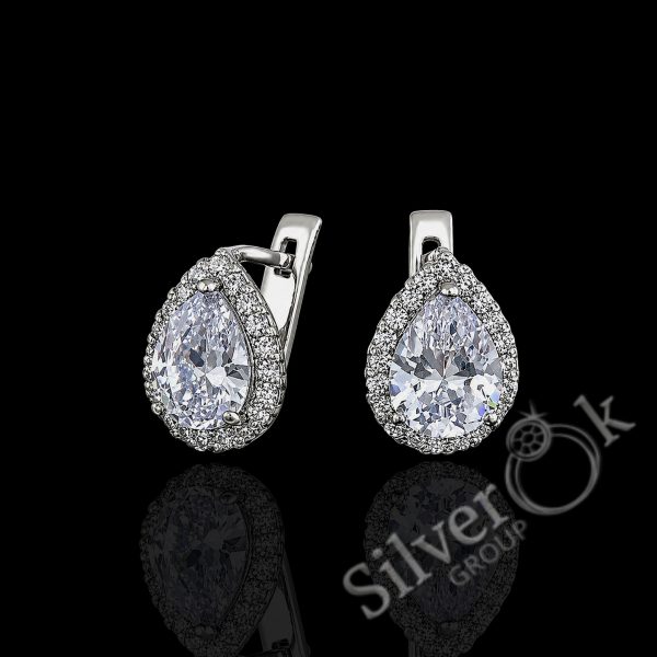 Сережки Краплі з фіанітами 22069/2 - Зображення 7
