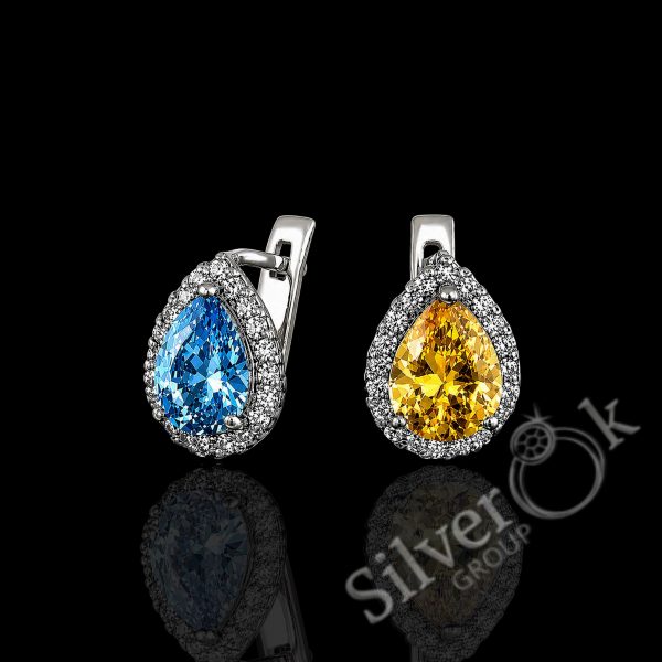 Сережки Краплі з фіанітами 22069/2 - Зображення 5
