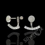 Сережки джекети всипані фіанітами 24078