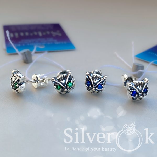 Сережки Кішки з закрутками 23284/1 - Зображення 2