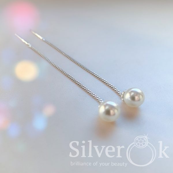 Сережки протяжки з Імітацією Перлів 23016/1 - Зображення 3