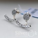 Сережки джекети всипані фіанітами 24078 - Зображення 3