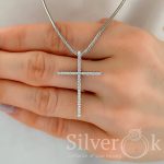 Витончений Хрестик всипаний фіанітами 35101 - Зображення 3