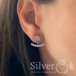 Сережки джекети всипані фіанітами 24078 - Зображення 2