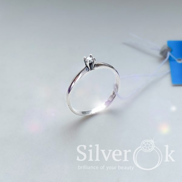 Витончена каблучка з фіанітом 10298 - Зображення 3