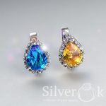 Сережки Краплі з фіанітами 22069/2 - Зображення 3