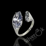 Стильна розімкнута каблучка з фіанітами 12097