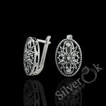 Овальні сережки з фіанітами 20054