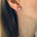 Сережки протяжки з фіанітом 23059/1 - Зображення 2