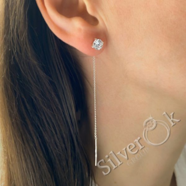 Сережки протяжки з фіанітом 23059/1 - Зображення 2