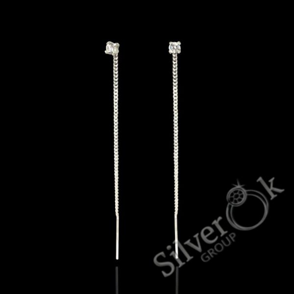Сережки протяжки з фіанітом 23060/1 - Зображення 1