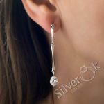 Сережки палички висюльки з фіанітами 24005/2 - Зображення 2