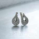 Сережки у формі Краплі з фіанітами 24009 - Зображення 3
