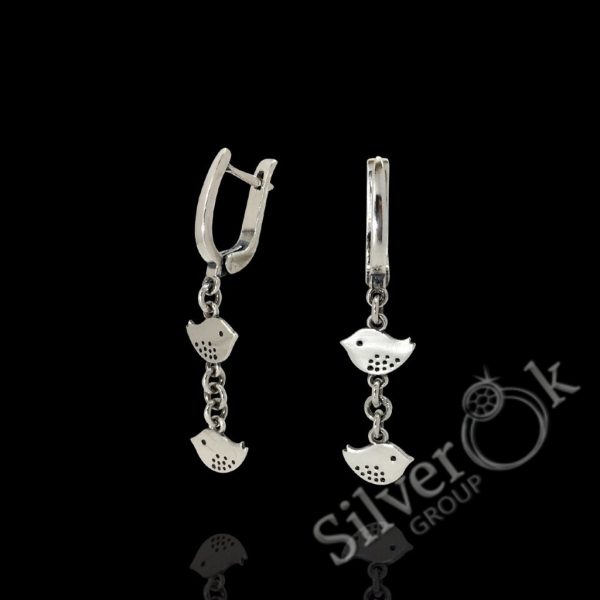 Сережки з підвісками Пташками 24025 - Зображення 1