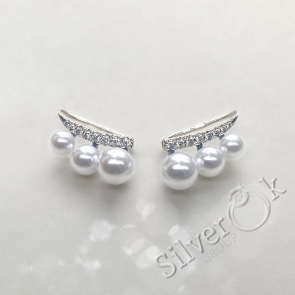 Сережки кафи з штучними перлами 24034 - Зображення 3