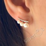 Сережки кафи з штучними перлами 24034 - Зображення 2