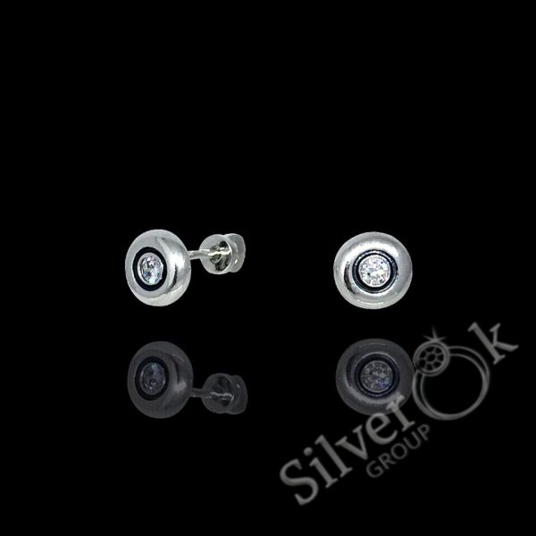 24062 Круглі сережки з закруткою та фіанітом 24062 - Зображення 1