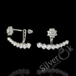 Сережки Джекети з фіанітами 24076