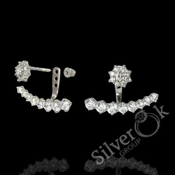 Сережки Джекети з фіанітами 24076 - Зображення 1