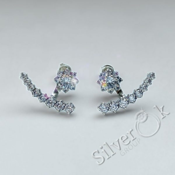 Сережки Джекети з фіанітами 24076 - Зображення 3