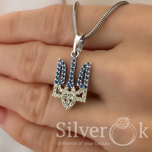 Підвіска Тризуб з фіанітами 32094/4 - Зображення 2