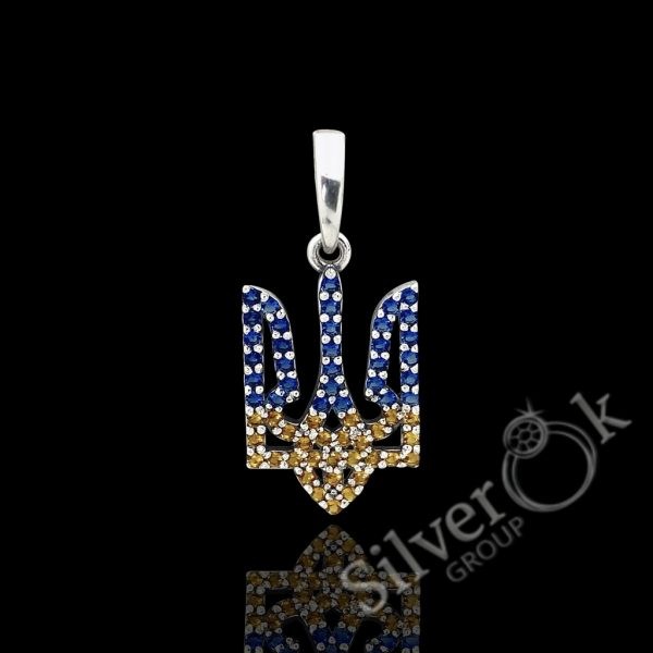 Підвіска Тризуб з фіанітами 32094/4 - Зображення 1