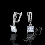 Сережки з квадратними фіанітами 4824 (Родовані)