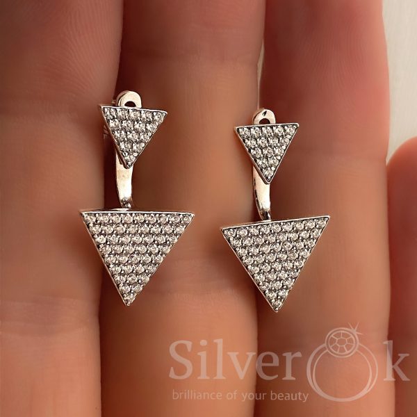 Сережки трансформери Трикутники 24080 - Зображення 4