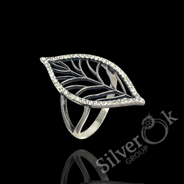 Каблучка Лист з фіанітами 81085 - Зображення 1