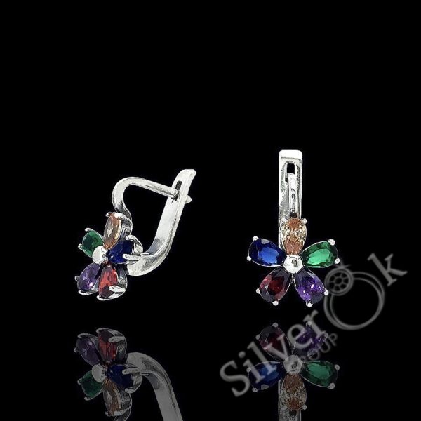 Сережки Кольорові Квіточки 82075 - Зображення 1