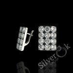 Прямокутні сережки всипані фіанітами 82082