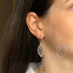 Сережки Листя з фіанітами 82085 - Зображення 2