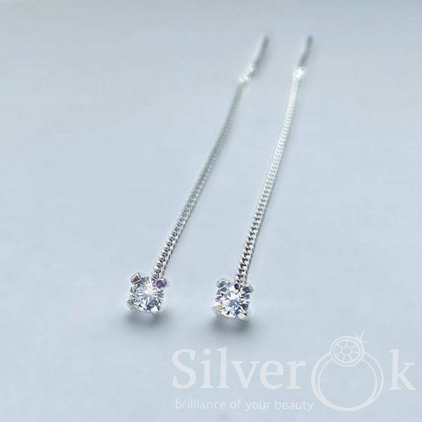 Сережки протяжки з фіанітом 23060/1 - Зображення 3