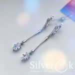 Сережки палички висюльки з фіанітами 24005/2 - Зображення 3