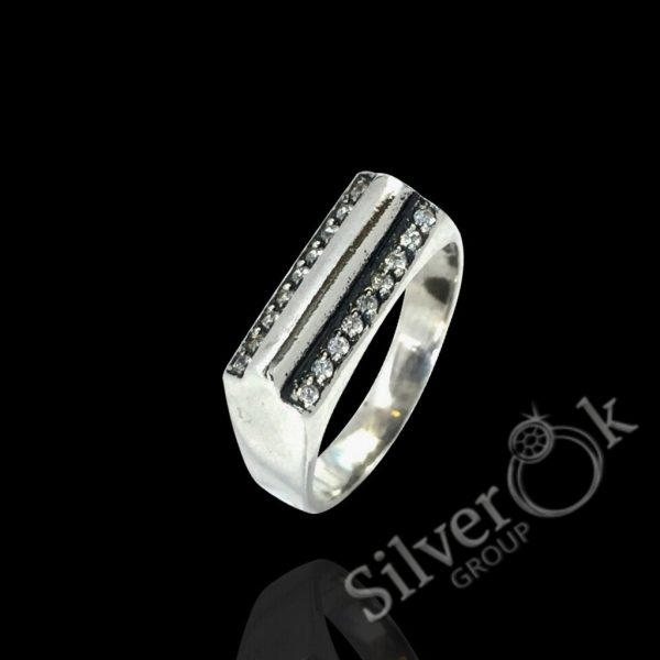 Чоловіча каблучка з фіанітами 15075 - Зображення 1