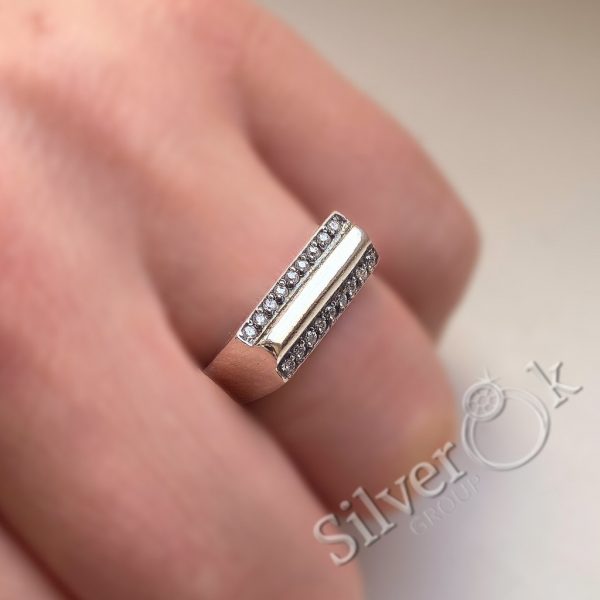 Чоловіча каблучка з фіанітами 15075 - Зображення 2