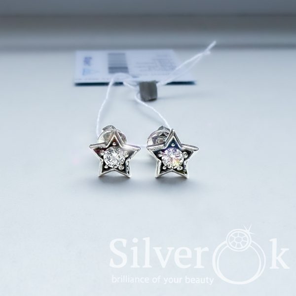 Сережки Зірочки з закруткою 24093/2 - Зображення 3