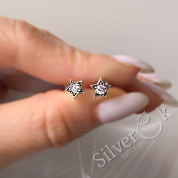 Сережки Зірочки з закруткою 24093/2 - Зображення 4