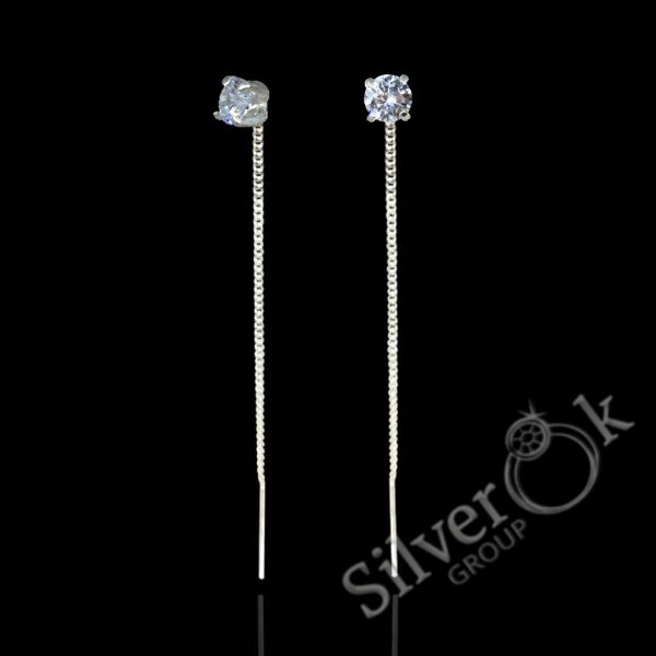 Сережки протяжки з фіанітом 23058/1 - Зображення 1