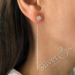 Сережки протяжки з фіанітом 23058/1 - Зображення 2