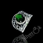 Широка каблучка з овальним фіанітом 81049