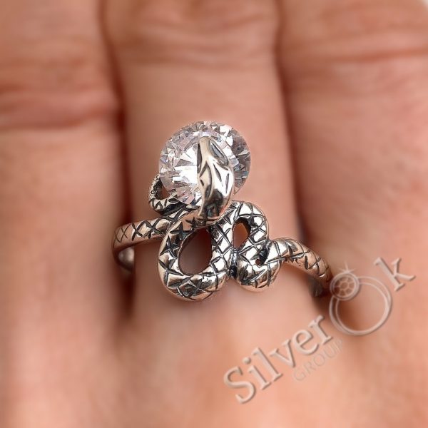 Каблучка Змія з фіанітом 12103 - Зображення 3