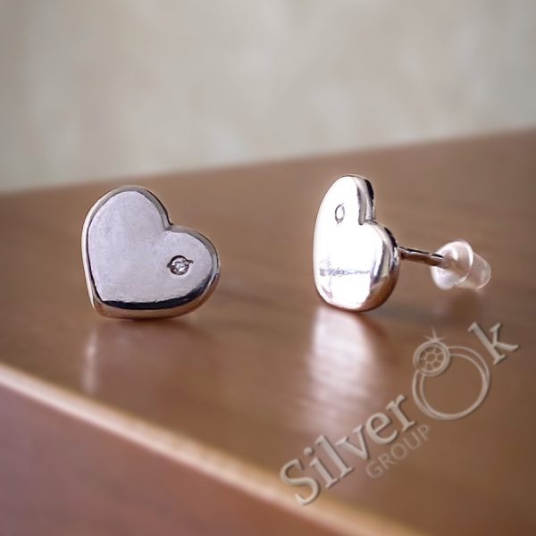 Сережки Сердечка з фіанітами 24089/99 - Зображення 4