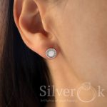 Круглі сережки з фіанітами 82086 - Зображення 2