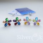 Сережки Кольорові Квіточки з закрутками 82075/1 - Зображення 2
