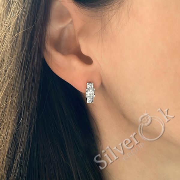 Сережки з квадратними фіанітами 20380 - Зображення 3