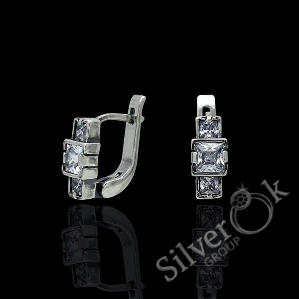 Сережки з квадратними фіанітами 20380 - Зображення 5